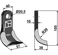 Couteau Y pour broyeur IRUS 010165200161 adaptable - Blacksteel©