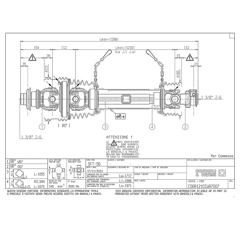 Transmission grand angle quadrilobe 27x100 mm - lg 1210 mm - 1"3/8 6C/1"3/8 6C | BONDIOLI