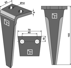 Dent pour herse rotative DEL MORINO ERP553D adaptable - Blacksteel©