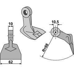 Marteau pour broyeur 62x10mm MC CONNEL Adaptable Blacksteel©