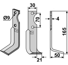 Lame droite pour Fraise/Rotavator AGRIA 16549 adaptable - Blacksteel©
