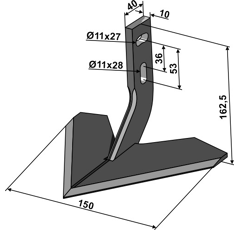 Soc à ailettes pour bineuse MONOSEM 10100014 adaptable - BlackSteel©