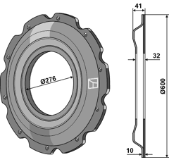 Roue crénelée Ø 600 mm pour rouleau adaptable - BlackSteel©