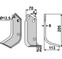 Hoja derecha 205 x 113 x 6 mm para fresadora DONDI - GOLDONI 9507 adaptable