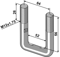 Bulón grillete M12 x 55 mm adaptable - BlackSteel©
