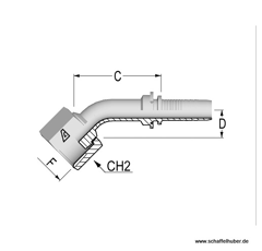 Pressnippel Bogen 11/16"-16UNF 45° DN101116ORFSIG45 Alfagomma