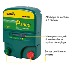 Electrificateur P3800 multifonctions 230V + 12V | PATURA