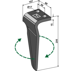 Dent droite pour herse rotative FALC 511191D adaptable - Blacksteel©