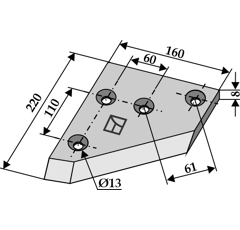 Couteau-équerre pour autochargeuse REDROCK 100 086 R adaptable - Blacksteel©