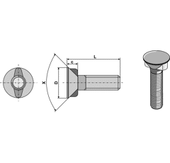 Pflugschraube M12 x 1,75 x 35 passend für Niemeyer