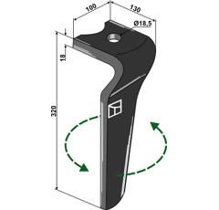 Dent Gauche pour herses rotatives KVERNELAND MA44000151 adaptable - Blacksteel©