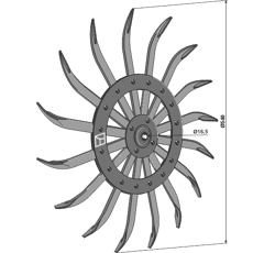 Roue étoile pour houe rotative Ø 540 mm complet avec bague JOHN DEERE AN142664 adaptable - BlackSteel©
