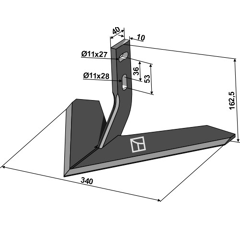 Soc à ailette 340 mm pour MONOSEM adaptable