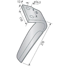Dent gauche pour herse rotative KUHN  52549430 adaptable