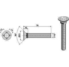 Pflugschraube 7/16"x76 - Bourgault - Nachbau