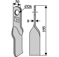 Couteau torsadé pour broyeur SOVEMA 900 238 136 adaptable - Blacksteel©