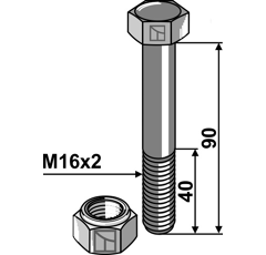 Boulon M16x2 x 90 pour broyeur MASCHIO / GASPARDO adaptable - Blacksteel©
