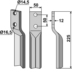 Rotorzinken Rechts / Links 225 x 50 Krone Nachbau