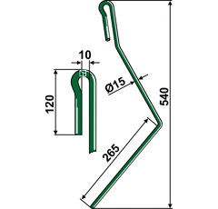 Griffe Ø15mm droite pour semoir AMAZONE 963243 adaptable - Blacksteel©