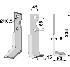Fräsmesser Rechts 208 x 45 Benassi Nachbau
