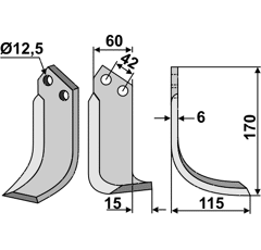 Fräsmesser Rechts 170 x 60 Sicma (Miglianico) Nachbau