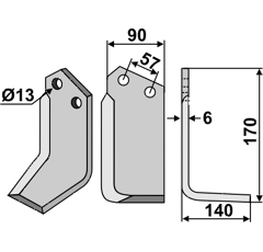 Fräsmesser Rechts 170 x 90 Howard HOW17R Nachbau