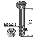 Boulon M20x2,5 x 110 pour broyeur MULAG adaptable - Blacksteel©