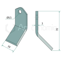 Couteau-Y pour broyeur 70x34mm BOMFORD adaptable 
