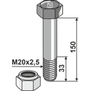 Schraube M20x2,5 x 150 für Mulcher WILLIBALD Nachbau  
