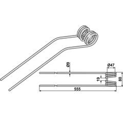 Dent de fenaison blanc pour PÖTTINGER 436.033 adaptable - BlackSteel©