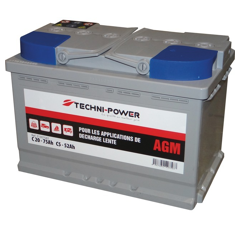 Batterie tracteur 12v 70Ah decharge lente + à droite | TECHNI-POWER