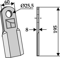 Couteau droit pour broyeur 195x60mm SICMA adaptable - Blacksteel©