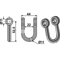 Schäkel 52,5 x 44 für Mulcher HMF – Nachbau  