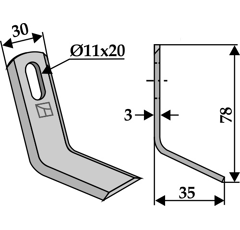 Cuchilla en Y para trituradora 78x30mm adaptable - Blacksteel©
