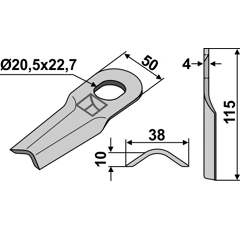 Couteau rotatif pour faucheuse ELHO 505075 adaptable - BlackSteel©