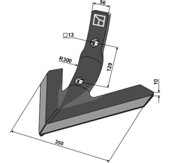 Soc triangulaire 350mm pour déchaumeur LEMKEN 33710066 adaptable - BlackSteel©