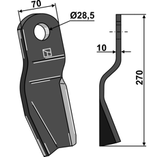 Schlegel links 270 x 70 mm FISCHER Nachbau