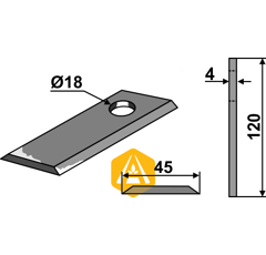 Couteau réversible pour faucheuse KUHN 56451210 adaptable - Blacksteel©
