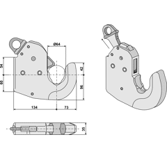 UL-Fanghaken Kat. 3 180652GI13 CBM passend für Claas, Renault