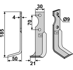 Hoja izquierda 165 x 50 x 30 x 4 mm para fresadora AGRIA NH 16548 adaptable