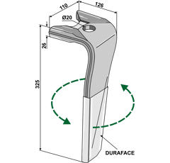 Kreiseleggenzinken,  beschichtet - links RH119LDURA Kuhn Nachbau