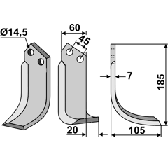 Fräsmesser Rechts 185 x 60 Maletti Nachbau