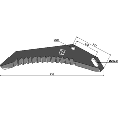 Couteau d'ensilage pour mélangeuse PÖTTINGER 434.050 adaptable - Blacksteel©