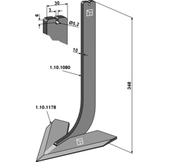 Dent avec cœur 100 x 10 mm pour bineuse STEKETEE 405610 adaptable - BlackSteel©