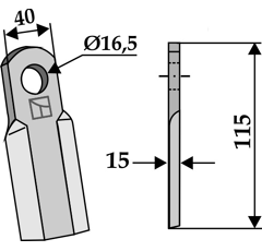 Couteau droit pour broyeur 115x40mm BECCHIO & MANDRILE adaptable - Blacksteel©