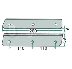Contre-couteau pour presses à balles 280 x 59 x 6 mm WELGER 0982200500 - 1115030501 adaptable