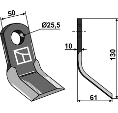 Couteau-Y pour broyeur 130x50mm OMARV adaptable - Blacksteel©