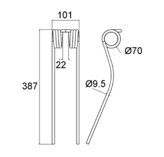 Dent pour faneuse FELLA 126167 adaptable