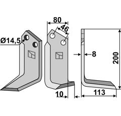 Lame droite pour Fraise/Rotavator SOVEMA 900111018 adaptable - Blacksteel©