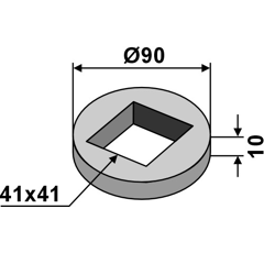 Vorschweißring fürØ 90 mm Vierkantwellen 36 + 40MM